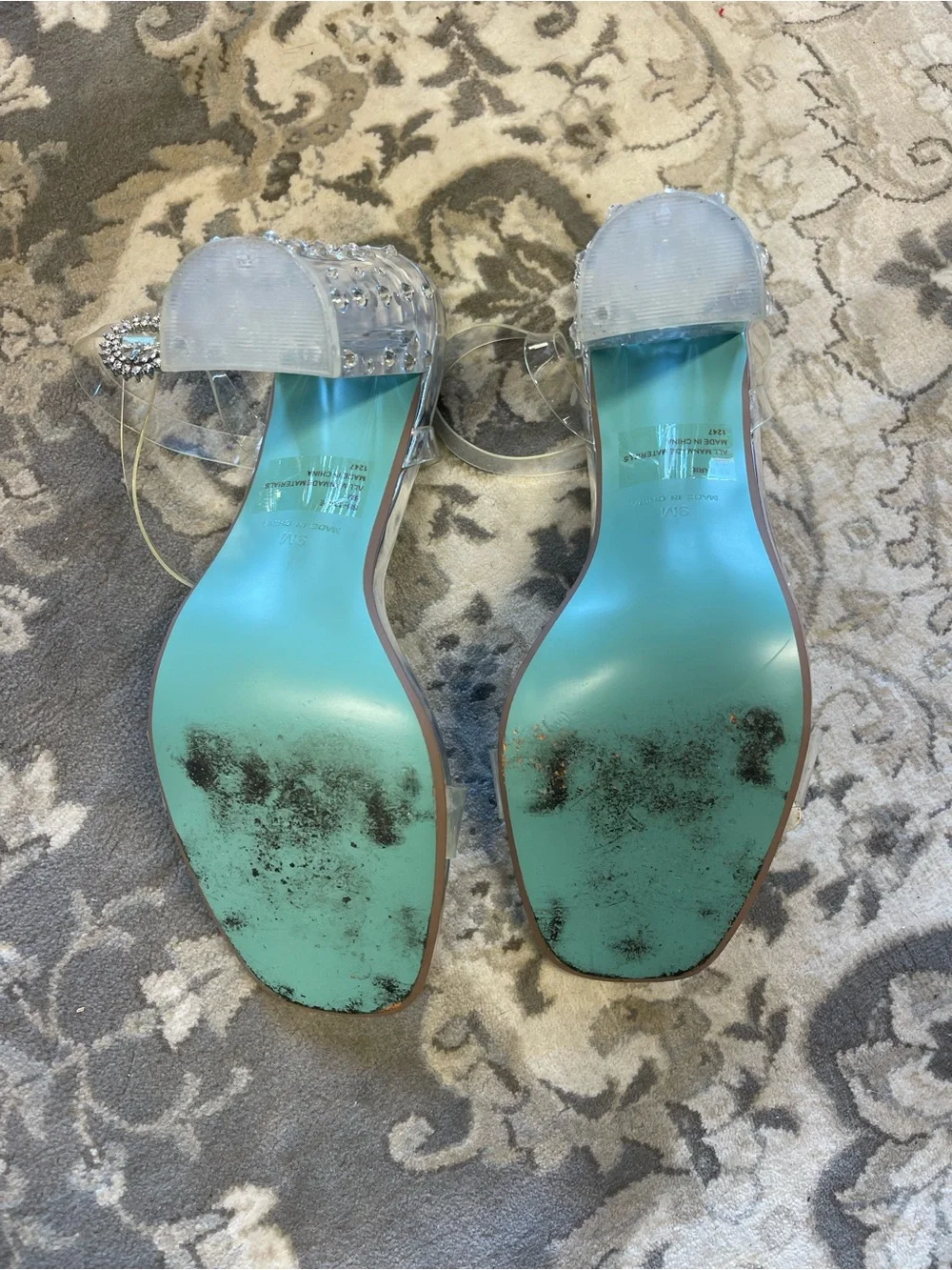Betsey Johnson Silver Clear Strap 'Bride' Heeled Sandals
